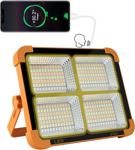 Portable LED Work Solar Light 100W 16500mAh 10000 LM with Stepless Brightness Job Site Battery Rechargeable LED Floor Light for Emergency Worklight for Hurricane