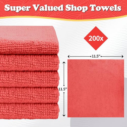 Shop Towels Red Microfiber Cleaning Cloth Bulk (200 Count)