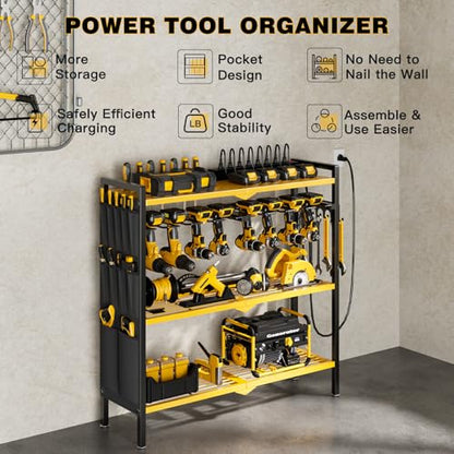 Power Tool Organizer Cart with Charging Station