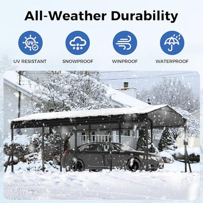 20X12 FT Heavy Duty Metal Carport Canopy with Triangle Frame Base