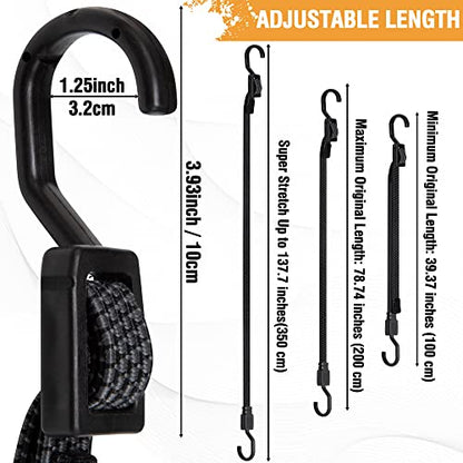 Bungee Cords with Hooks Heavy Duty (4 Count)