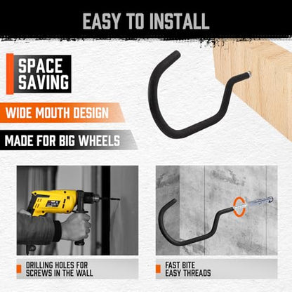 6 Pack Heavy Duty Bike Hooks