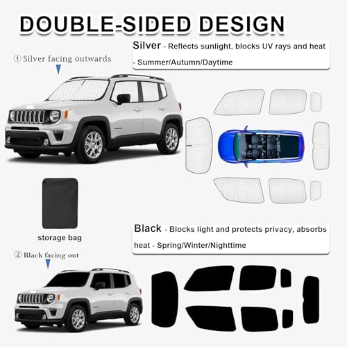 8pcs Thicken Sun Shades for Jeep Renegade 2015
