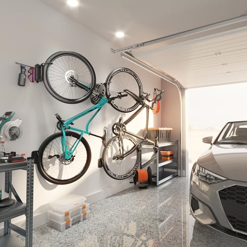 Swivel Bike Wall Mount with 2 Storage Hooks