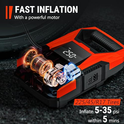 AC DC Tire Inflator Portable Air Compressor