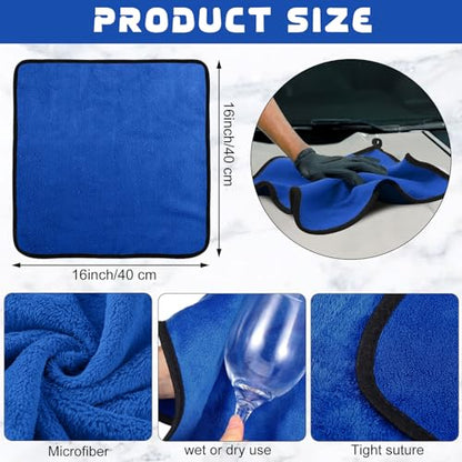 50 Pcs 16"x16" Blue Microfiber Towels for Cars Drying Polishing (50 Count)
