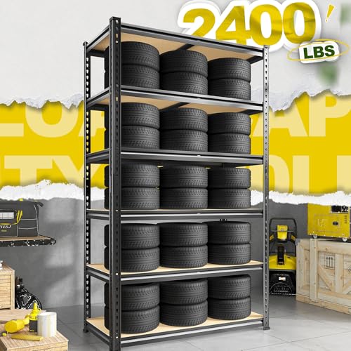 6 Tier 78" H Metal Shelving Adjustable Interlocking for Garage Warehouse