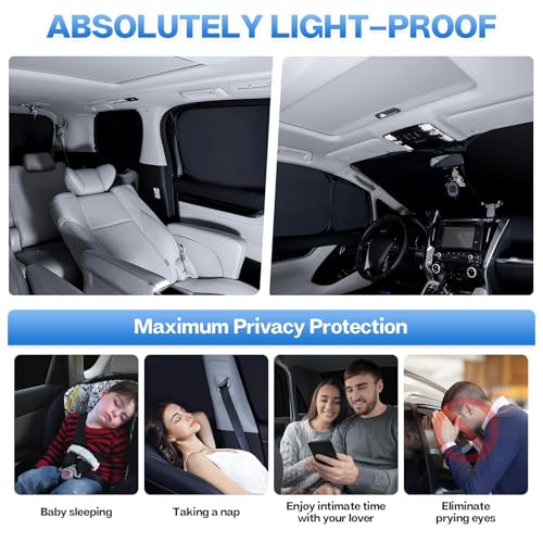 Windshield Sun Shade for Toyota Tacoma 2024 2025 2026 Car Window Shades Thicken UV Block and Blackout Privacy Foldable Sunshades 6PCS Accessories Keep Cool Sun Visor Covers (6 Count)