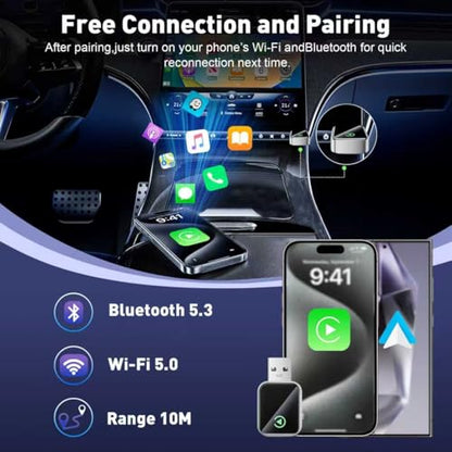 Wireless CarPlay Adapter for Apple iPhone iOS 10+ & Cars from 2015+