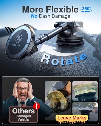 for MagSafe Car Holder [Dash+Windshield+Vent] Magnetic Phone Mount