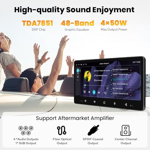 8.9" Single Din Touchscreen Radio Android 13 Head Unit with Carplay and Android Auto 4GB+64GB Detachable Car Stereo with Bluetooth