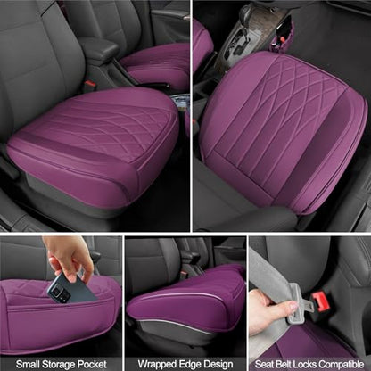 2 Pack Purple Leather Front Bottom Car Seat Covers (2 Count)