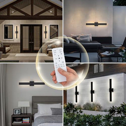 Modern Outdoor Wall Light 3CCT Dimmable LED Outdoor Sconce Lights with Remote Control