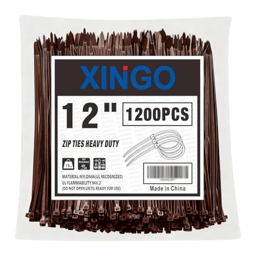 12 Inch Brown Zip Ties 1200 PCS (1200 Count)