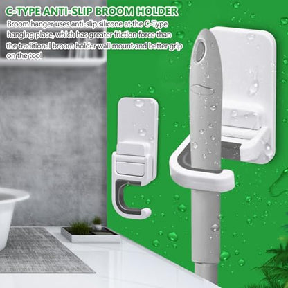6 pack Broom Holder Wall Mount Mop Holder Broom and Mop Gripper Self Adhesive Peel and Stick Anti (6 Count)