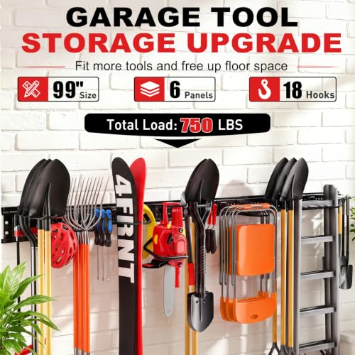 Garage Tool Organizer Wall Mount 99 inches with 18 Adjustable Heavy