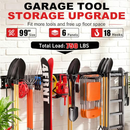 Garage Tool Organizer Wall Mount 99 inches with 18 Adjustable Heavy