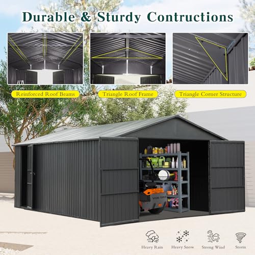 Domi 12x15FT Outdoor Metal Garage Shed