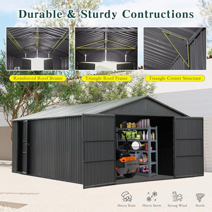 Domi 12x15FT Outdoor Metal Garage Shed