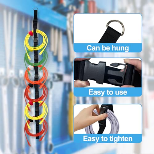 3 Pcs Extension Cord Organizers Storage Garage Extension Cord Holder with 6 Slots Organizer Straps with 28 Pcs Cable Ties 6 Pcs Hardware Nails for Vertical Space Cable Hose Rope String Lights (3 .)
