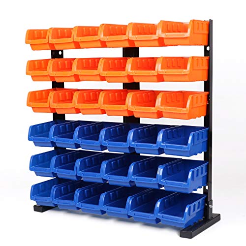 Storage Bins Parts Rack 36Pcs Bin Organizer Garage Plastic Shop Tool