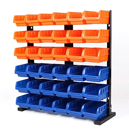 Storage Bins Parts Rack 36Pcs Bin Organizer Garage Plastic Shop Tool