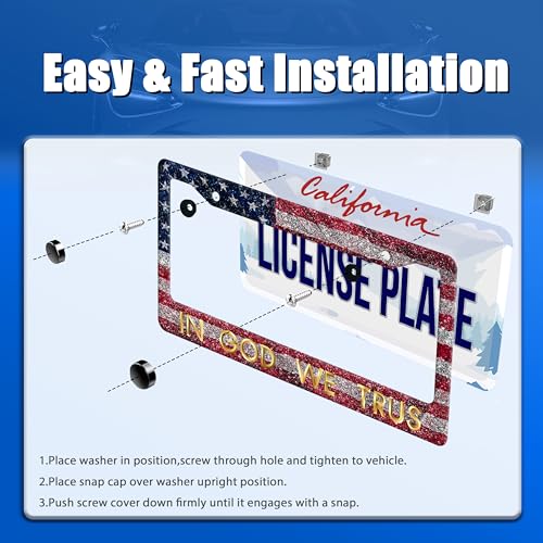 in God We Trust License Plate Frame Stainless Steel Car Accessory 12.3x6.3