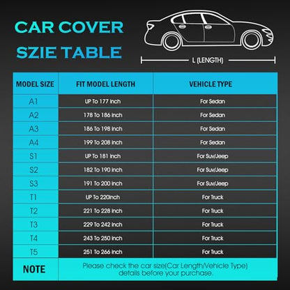 Car Cover Waterproof All Weather Full Outdoor Pickup Truck Cover Rain UV Protection