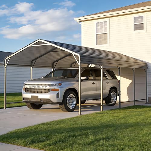 12x20 FT Metal Carport Canopy with Reinforced Base