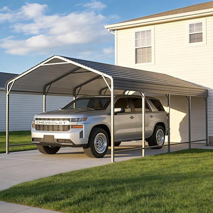 12x20 FT Metal Carport Canopy with Reinforced Base