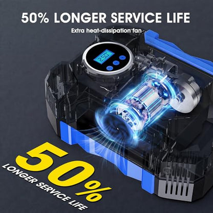 Digital Air Compressor for Car Auto Pump Portable Tire Inflator with LED Light DC 12V