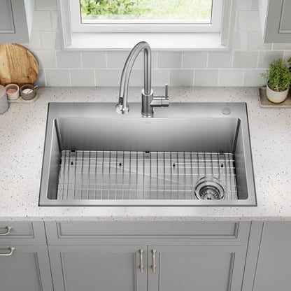 Stainless Steel 33 in 18 Gauge Drop In Kitchen Sink KHT640