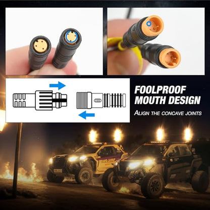 2PCS 3FT RGB Whip Lights for UTV ATV Brighter Spiral Chasing Lighted Antenna Whip for Side by Side with APP and Remote Control for Jeep Off (2 Count)