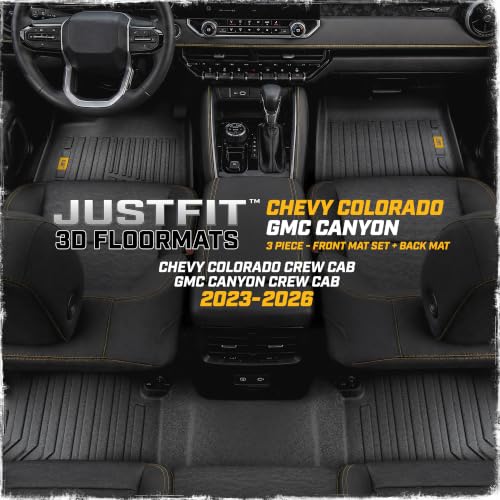 JustFit™ 3D Custom Fit Floor Mats for Chevy Colorado GMC Canyon 2023 2024 2025 2026 Crew Cab
