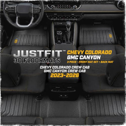JustFit™ 3D Custom Fit Floor Mats for Chevy Colorado GMC Canyon 2023 2024 2025 2026 Crew Cab