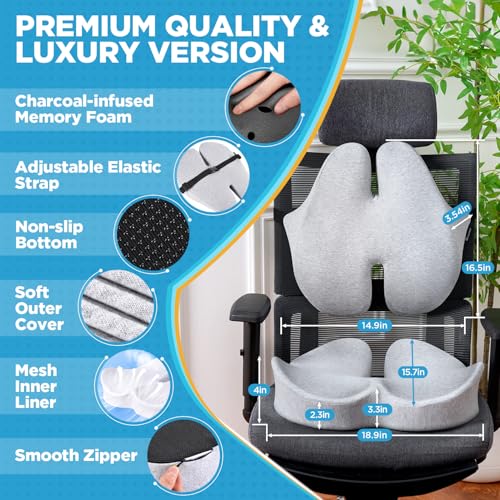 Seat Cushion & Lumbar Support Pillow for Office Chair
