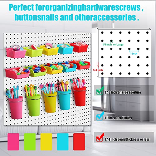 20 Pcs Pegboard Bins and Cups with Hooks and Loops Peg Assortment Organizer Accessories Various Tool Organizer Pegboard Baskets Set for Garage Workshop Workbench Office