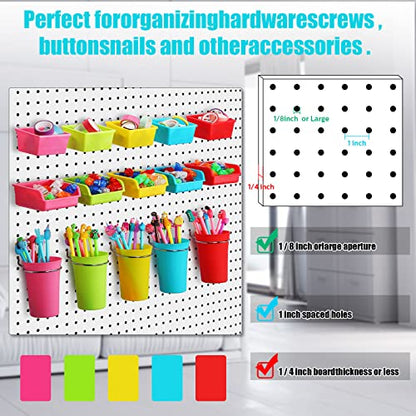 20 Pcs Pegboard Bins and Cups with Hooks and Loops Peg Assortment Organizer Accessories Various Tool Organizer Pegboard Baskets Set for Garage Workshop Workbench Office