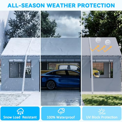 20x20 FT 2 Car Carport Canopy Heavy Duty