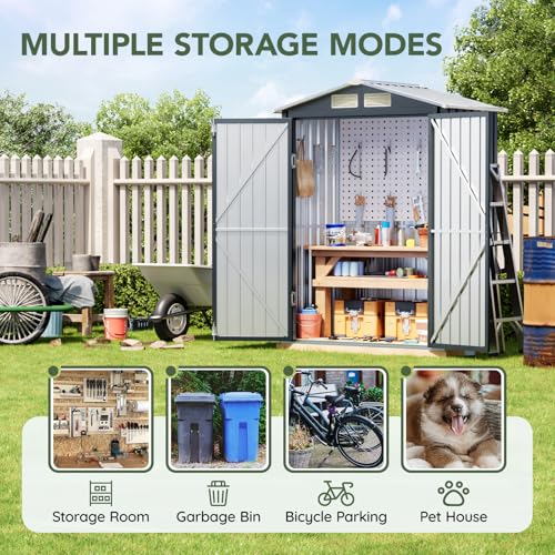 5 x 3 FT Metal Storage Shed for Backyard