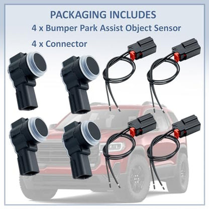 4 Pcs Bumper Park Assist Object Sensor with Connector Fit for Chevy (4 Count)