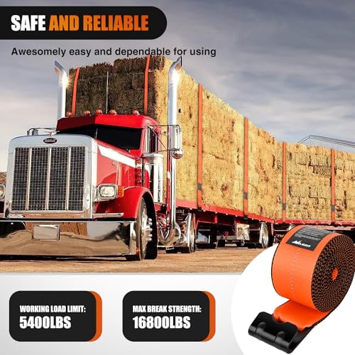 Truck Straps 4”×30’ Heavy Duty 16800LBS Break Strength 10 Pack (10 Count)