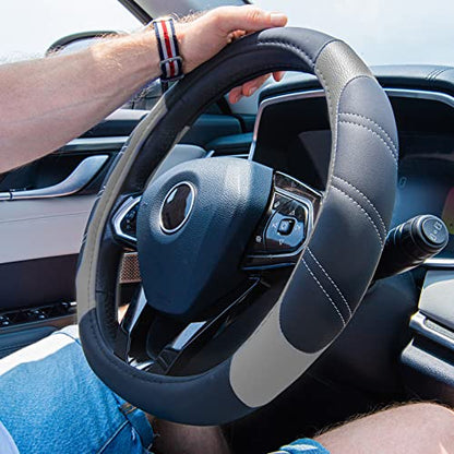 Line Rider Microfiber Leather Sporty Steering Wheel Cover Universal Fits for 95% Truck