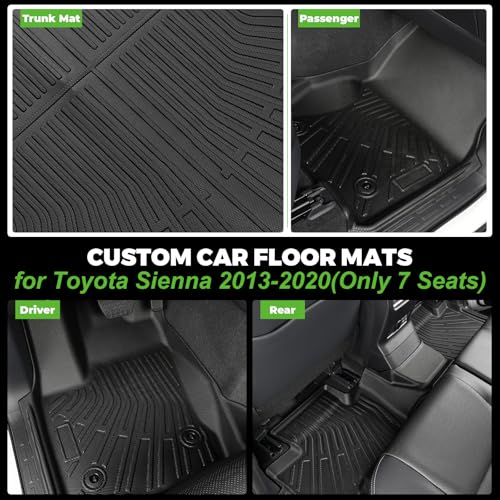 Floor Mats and Cargo Liner&Backrest Mat Fit forToyota Sienna 2013