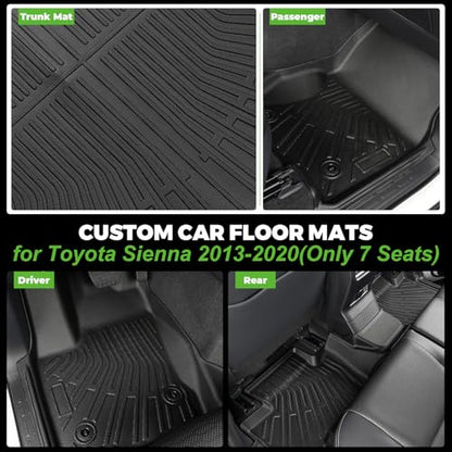 Floor Mats and Cargo Liner&Backrest Mat Fit forToyota Sienna 2013
