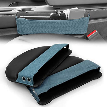 2 Set Car Seat Gap Filler Organizer Compatible for Tesla Model 3 Y X S Accessories Auto Console Side Extra Storage Boxes Seat Crevice Storage Box Leather Upgrade Front Seat Storage