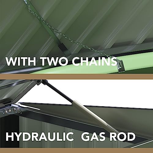 Outdoor Storage Shed 5.8 x 3.3 FT Metal Trash Shed Waterproof Outside Storage with Lid Chain Hydraulic Gas Rod for Trash Can Weeding Tools