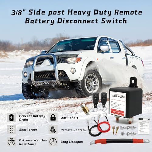 3 8" Side Post Remote Battery Disconnect Switch 12V Battery Kill Switch for Car Truck UTV ATV Marine On