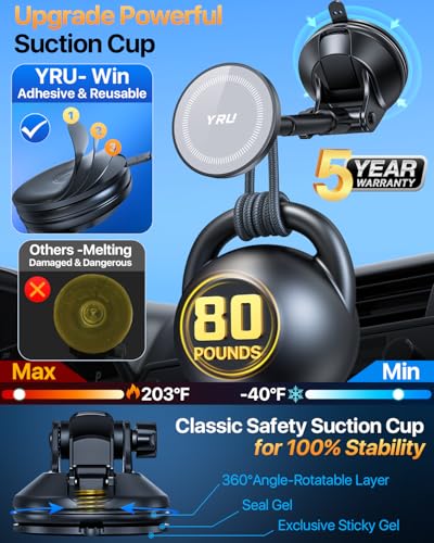 Upgraded Magnetic Phone Holder for Car【Patented & Super Magnet】 for MagSafe Car Mount Dashboard Magnet Phone Holder Windshield Phone Stand for iPhone 17 16 15 14 13 12 Pro Max Samsung
