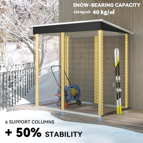 6' x 4' Metal Garden Tool Shed Small Outdoor Tool Shed Dark Gray